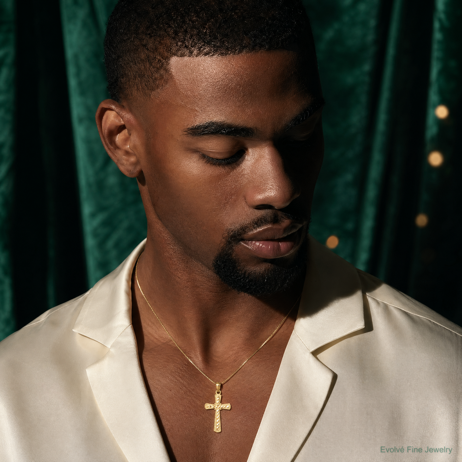 10k Diamond-Cut Cross Pendant - Model Shot