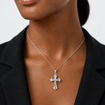 10k White Gold Reversible Crucifix /Cross Pendant - Model Shot