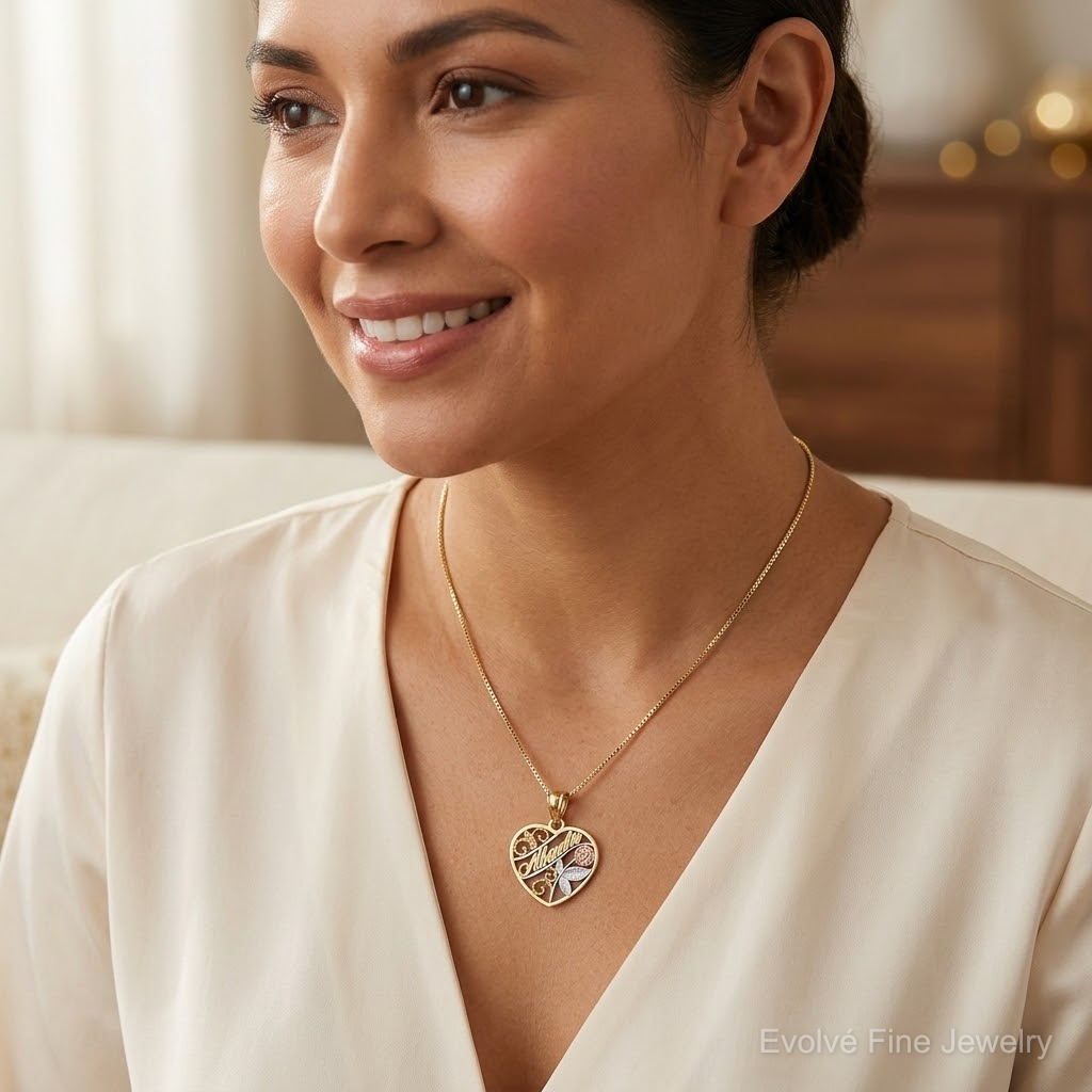 10K Two-Tone w/White Rhodium ABUELA Pendant - Model Shot