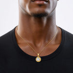10K W/Rhodium Polished and Textured Angel Pendant - Model Shot