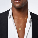 10K W/Rhodium San Benito Medal Pendant - Model Shot