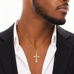 10K Polished CZ Latin Cross Pendant - Model Shot