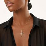 10K Polished CZ Fancy Cross Pendant - Model Shot