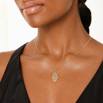 10K Polished CZ Evil Eye Hamsa Charm - Model Shot