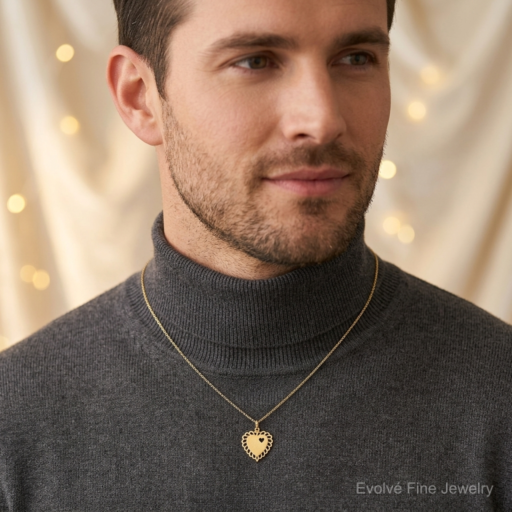 10k Heart Charm - Model Shot