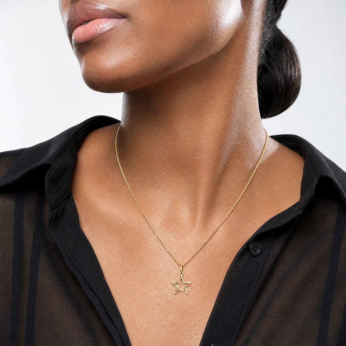 10K Diamond-Cut Flat Back Star Charm - Model Shot