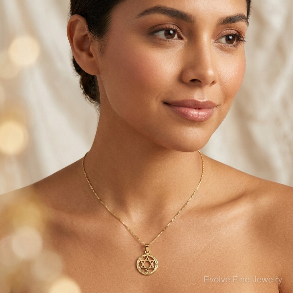 10K Star Of David Charm - Model Shot