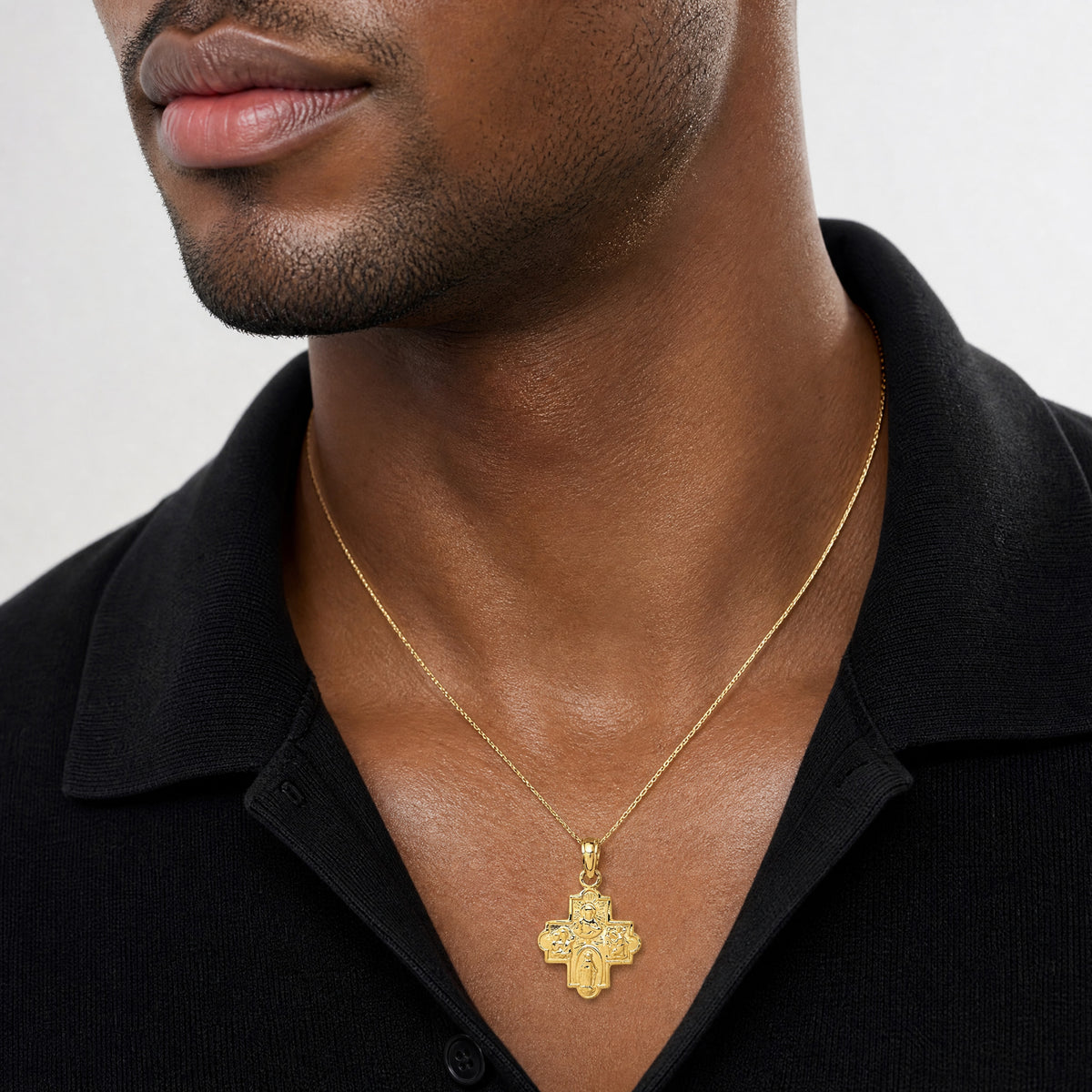 10k Miniature Four Way Medal Pendant - Model Shot
