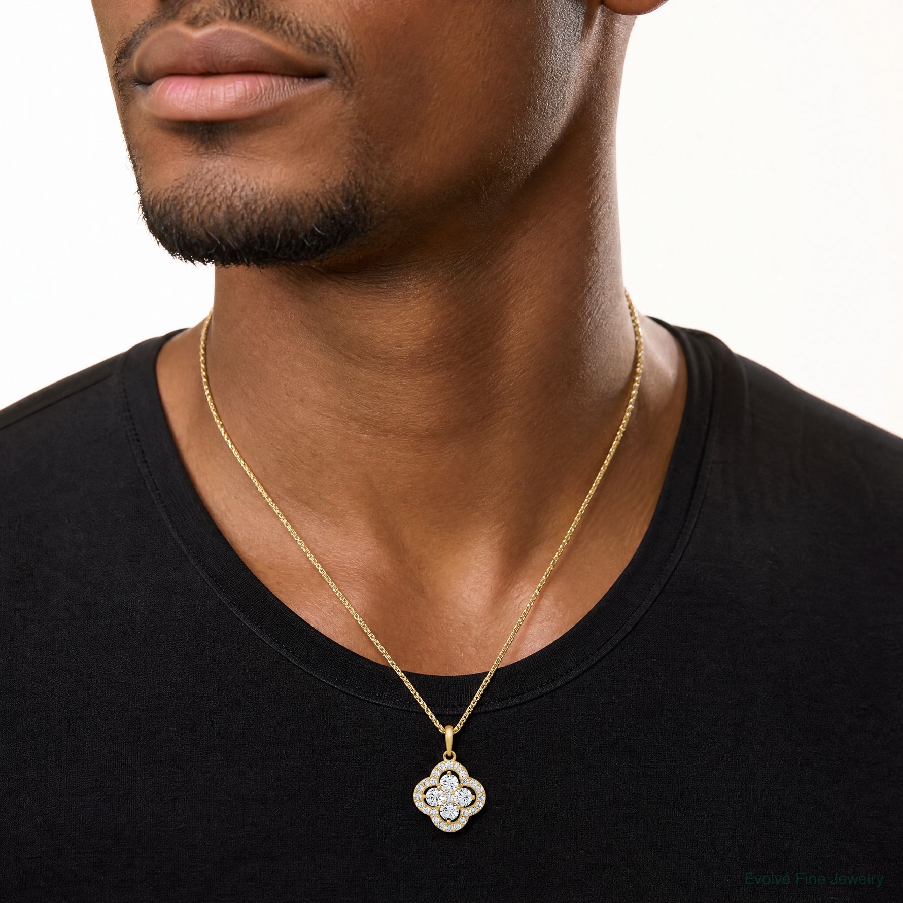 10k Polished CZ Fancy Pendant - Model Shot