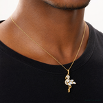 10k Polished CZ Flamingo Pendant - Model Shot