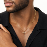 10k Polished CZ Cross Chain Slide Pendant - Model Shot