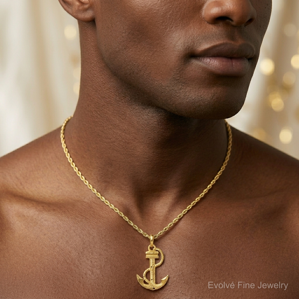 10k Anchor Charm - Model Shot