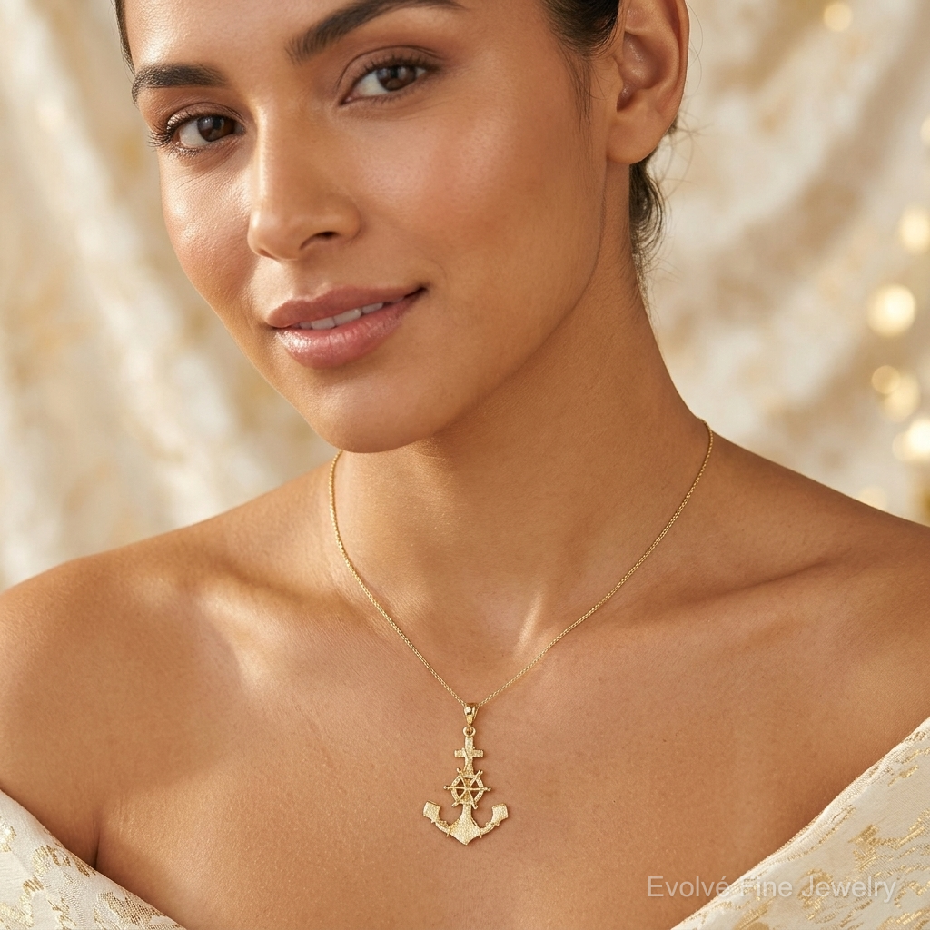 10k Anchor Charm - Model Shot