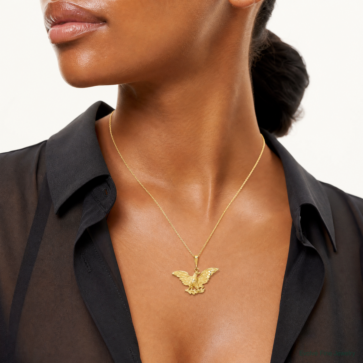 10k Eagle Charm - Model Shot