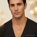 10K Eastern Orthodox Cross Charm - Model Shot