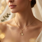 10K Solid Horseshoe Wishbone and Shamrock Charm - Model Shot