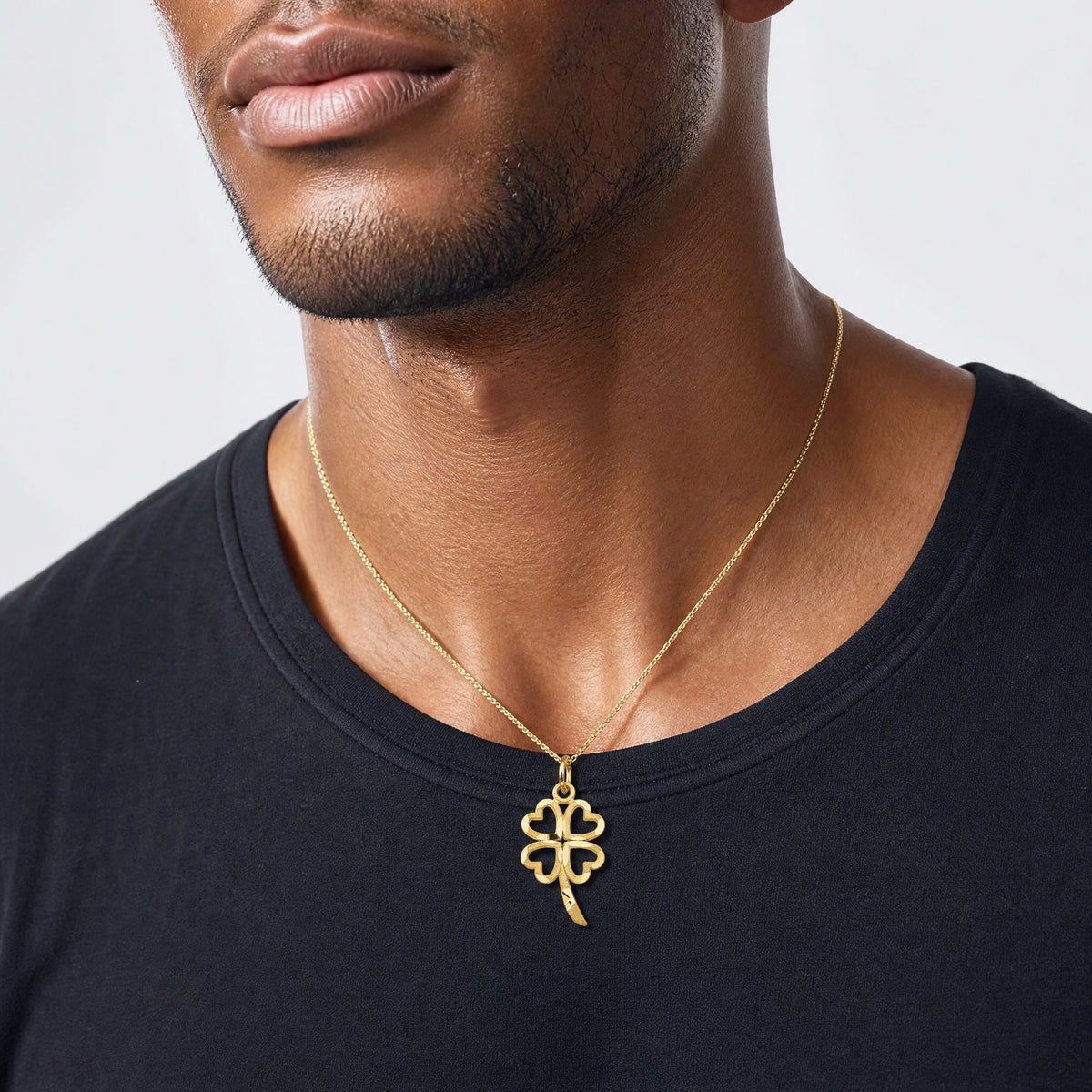 10k Four Leaf Clover Pendant - Model Shot