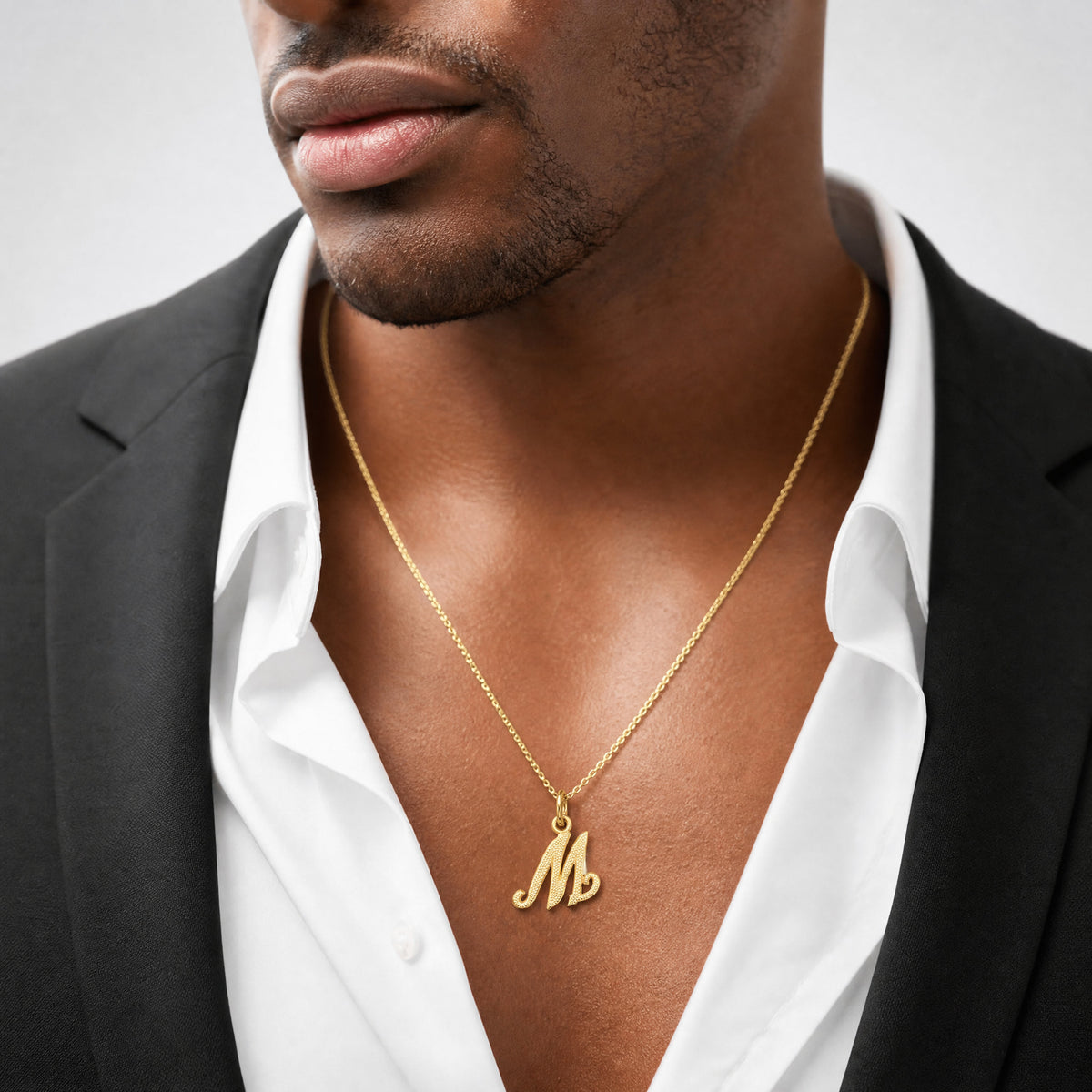 10k Initial M Charm - Model Shot