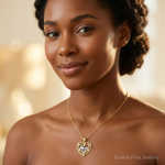 10K & Rhodium MOM Heart Charm - Model Shot