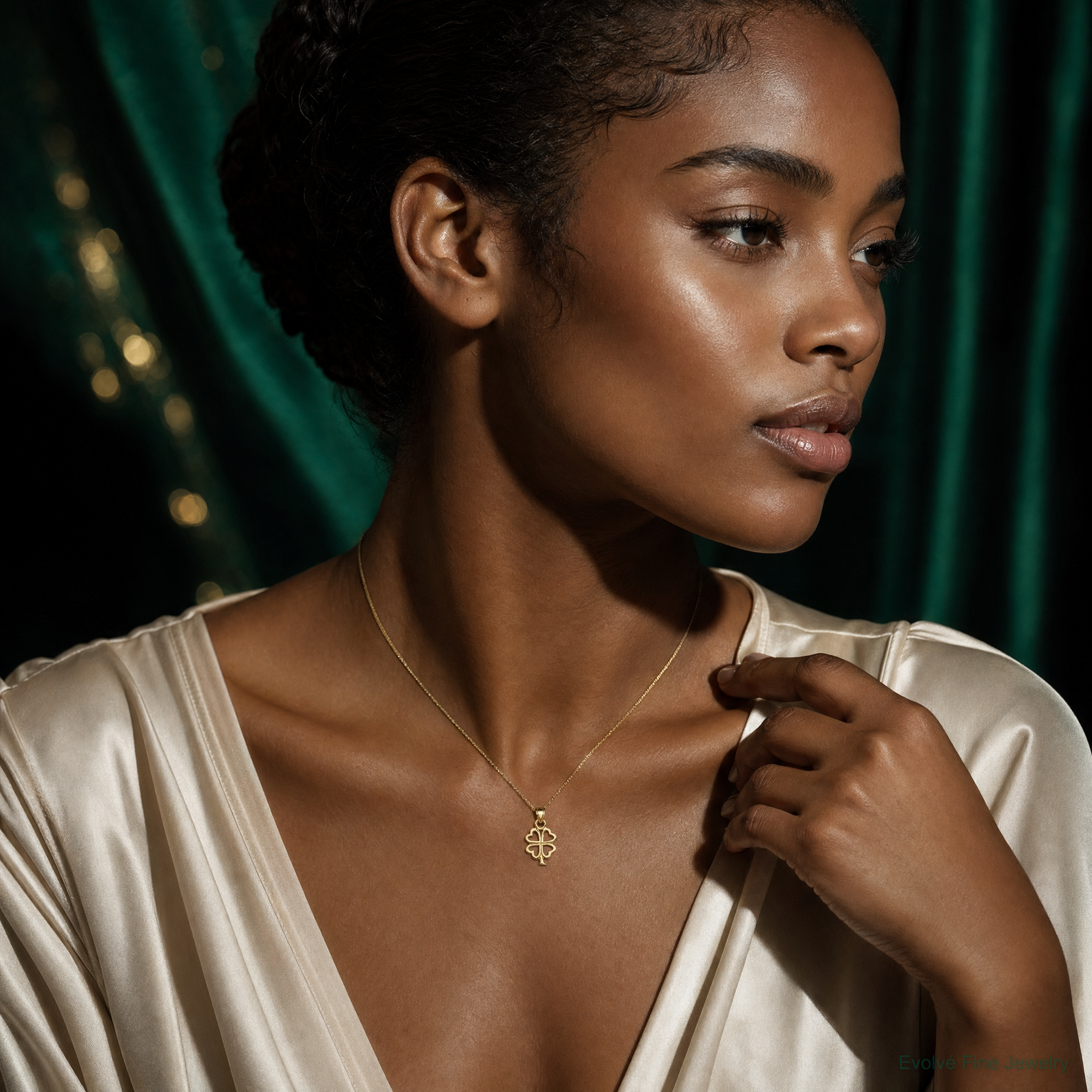 10k Four Leaf Clover Charm - Model Shot