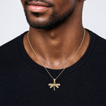 10K w/ Rhodium CZ Dragonfly Charm - Model Shot