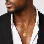 10k Oval Miraculous Medal Pendant - Model Shot
