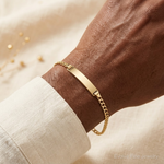10k Semi-solid Curb Link ID Bracelet - Model Shot