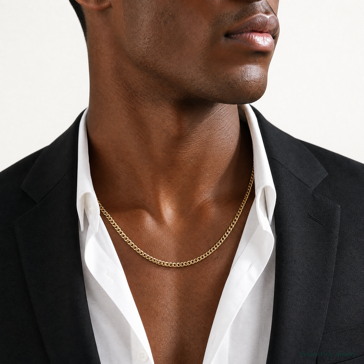 10K 3.5mm Solid Miami Cuban Chain - Model Shot