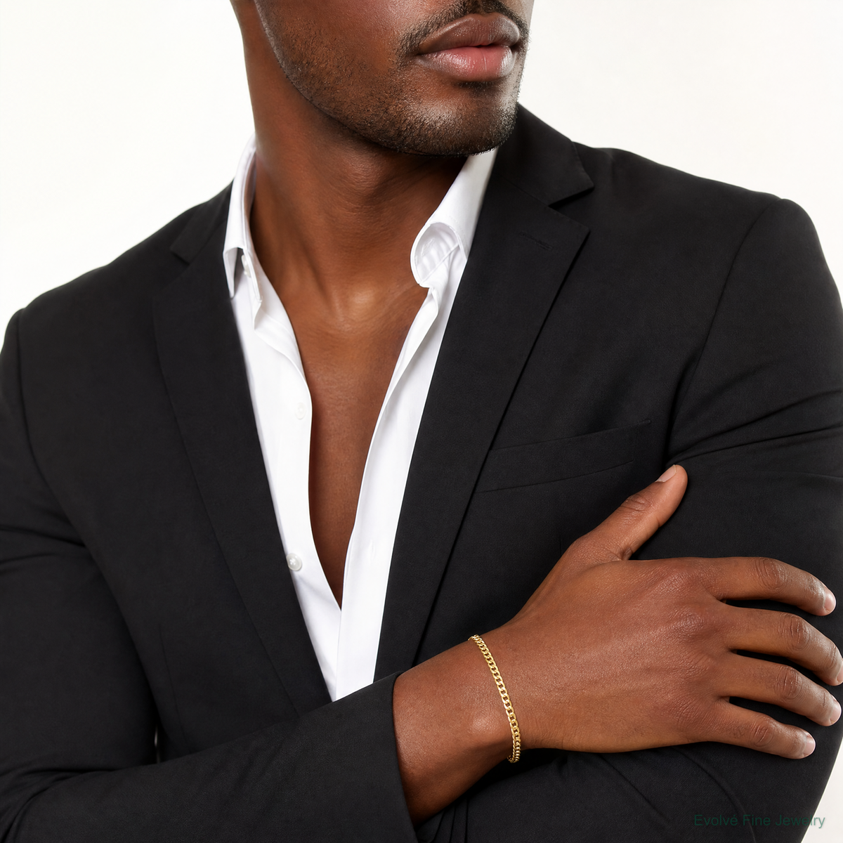 10K 3.5mm Solid Miami Cuban Chain - Model Shot