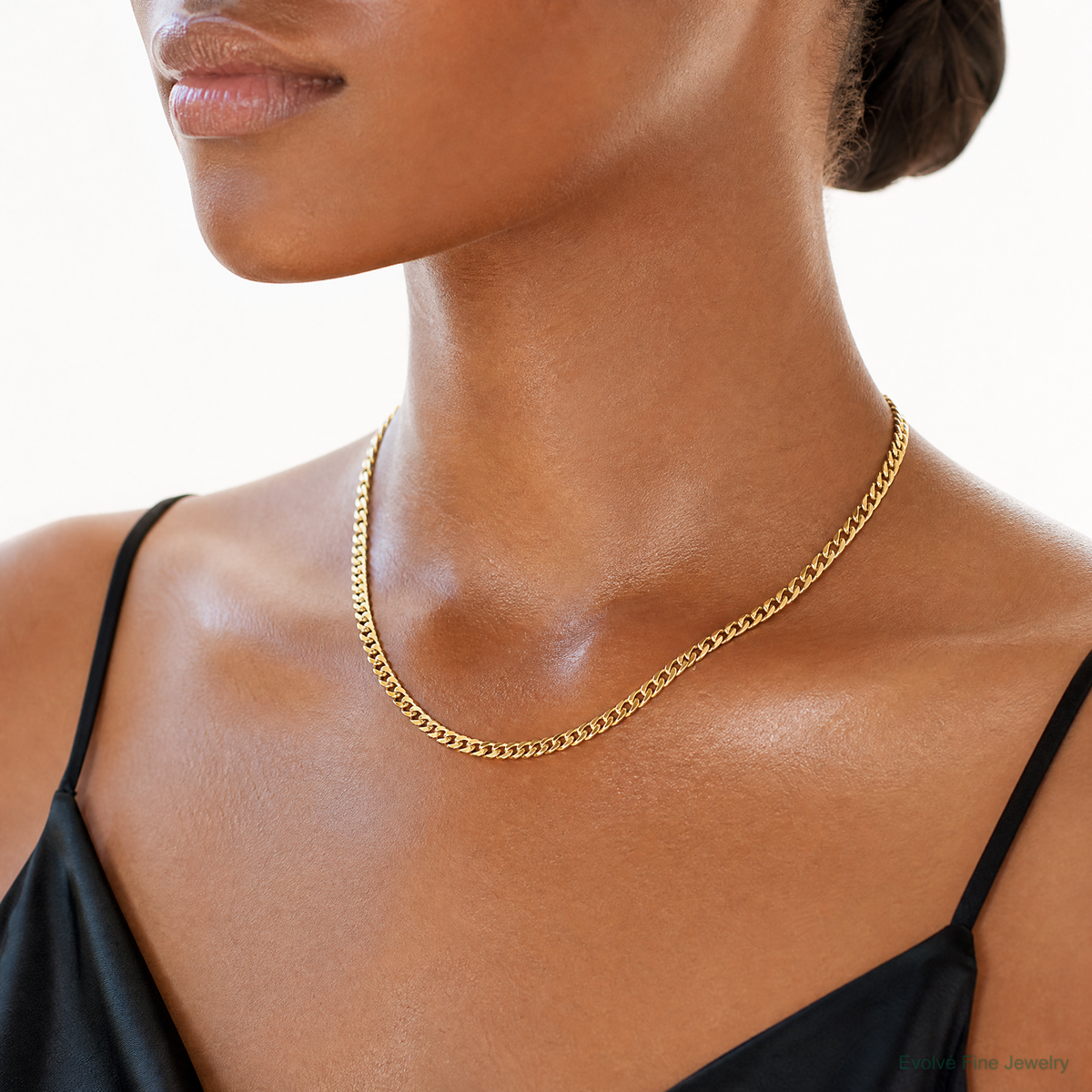 10K 4.3mm Solid Miami Cuban Chain - Model Shot