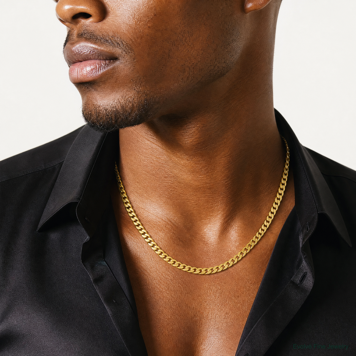 10K 5.5mm Solid Miami Cuban Chain - Model Shot