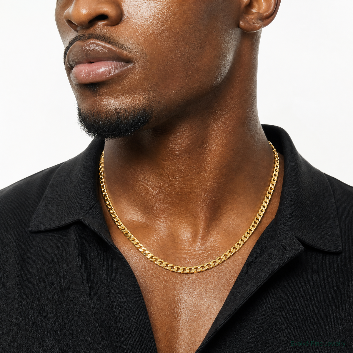 10K 6.25mm Solid Miami Cuban Chain - Model Shot