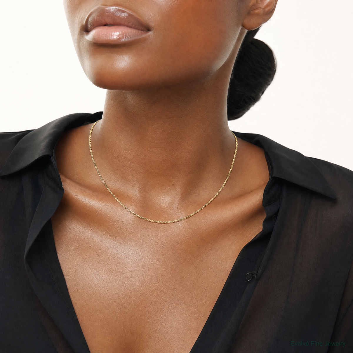 10k 2mm Semi-solid D/C Rope Chain - Model Shot