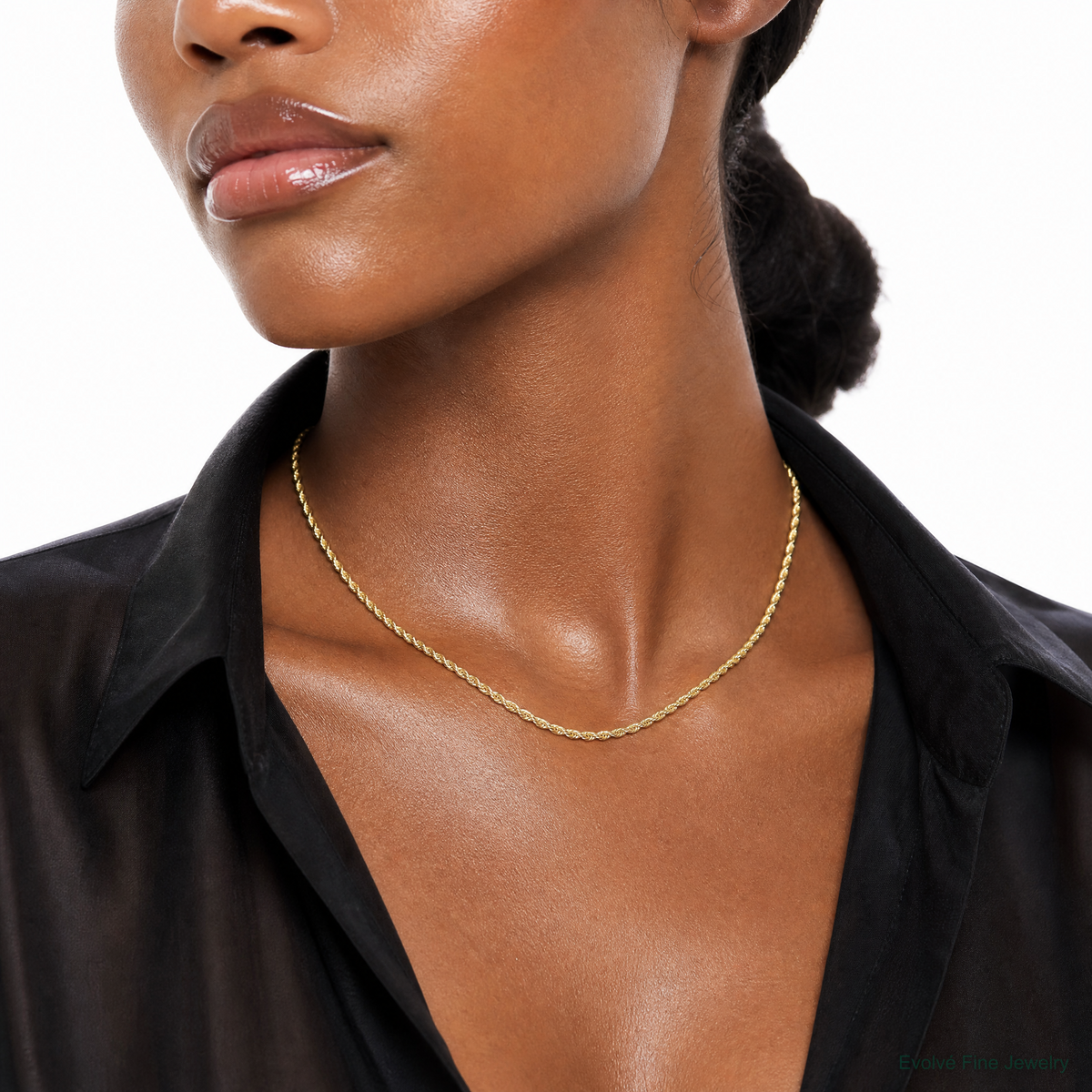 10k 2.25mm Semi-solid D/C Rope Chain - Model Shot