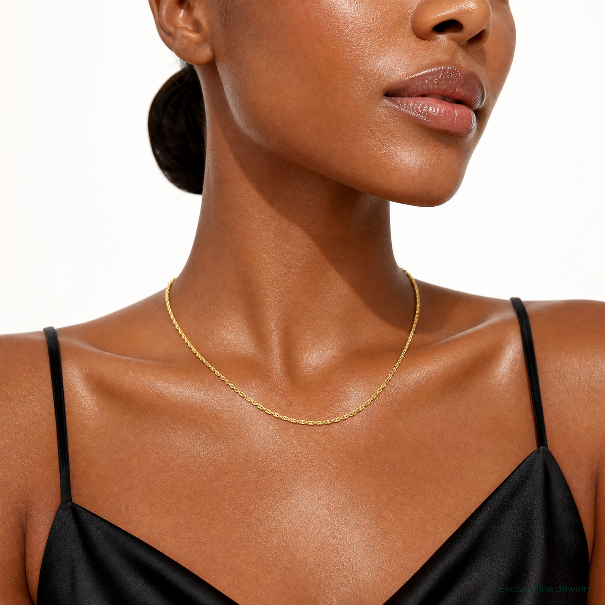 10k 2.5mm Semi-solid D/C Rope Chain - Model Shot