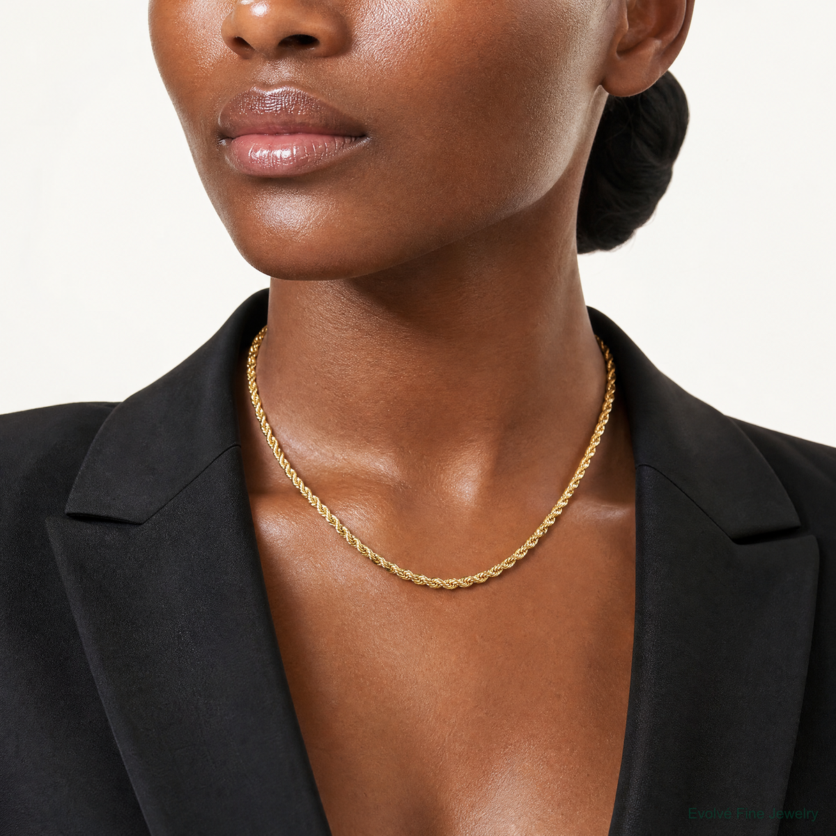 10k 3.5mm Semi-solid D/C Rope Chain - Model Shot