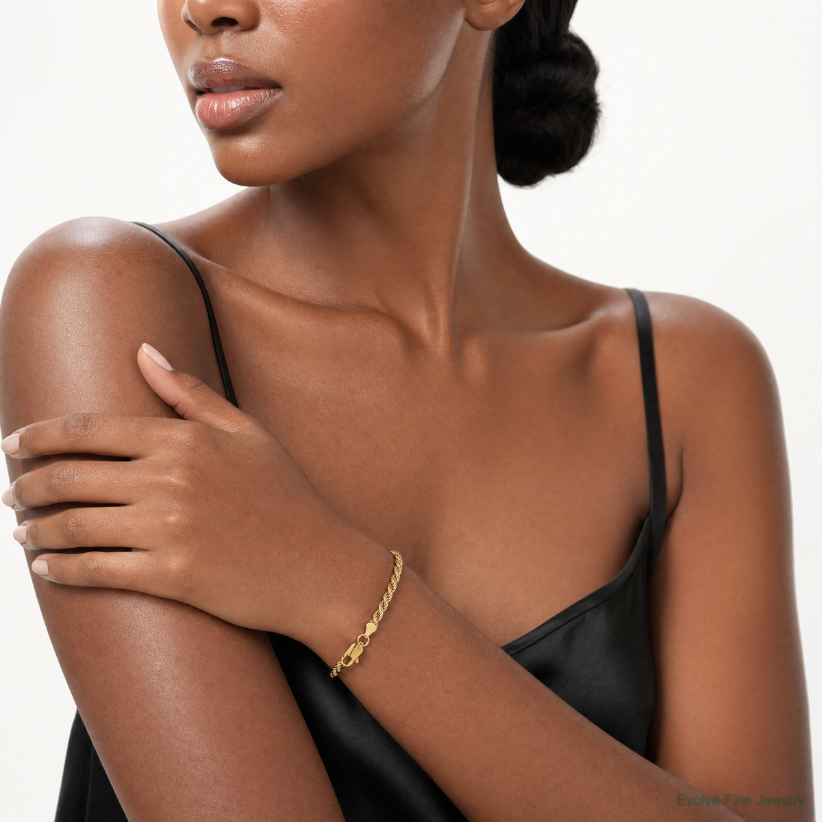 10k 3.5mm Semi-solid D/C Rope Chain - Model Shot