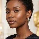 10K Hollow Squared Hollow Hoop Earrings - Model Shot