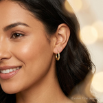 10K Textured Hollow Hoop Earrings - Model Shot