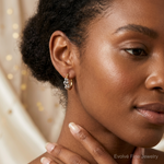 10K and Rhodium and Hearts Hollow Hoop Earrings - Model Shot