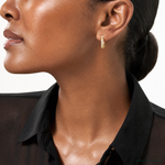 10K Polished CZ Hinged Hoop Earrings - Model Shot