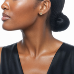 10K Polished Clear & Green CZ Lioness Head Post Earrings - Model Shot