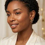 10k D/C and Textured Set of Two Pairs Hoop Earrings - Model Shot