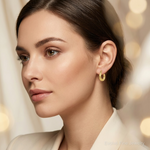 10k Fancy Small Hoop Earrings - Model Shot