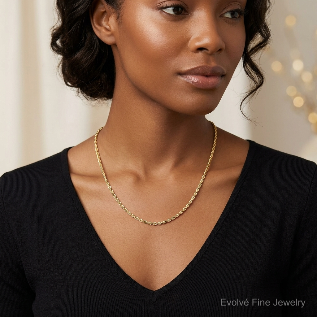 10k 1.8mm Extra-Light D/C Rope Chain - Model Shot