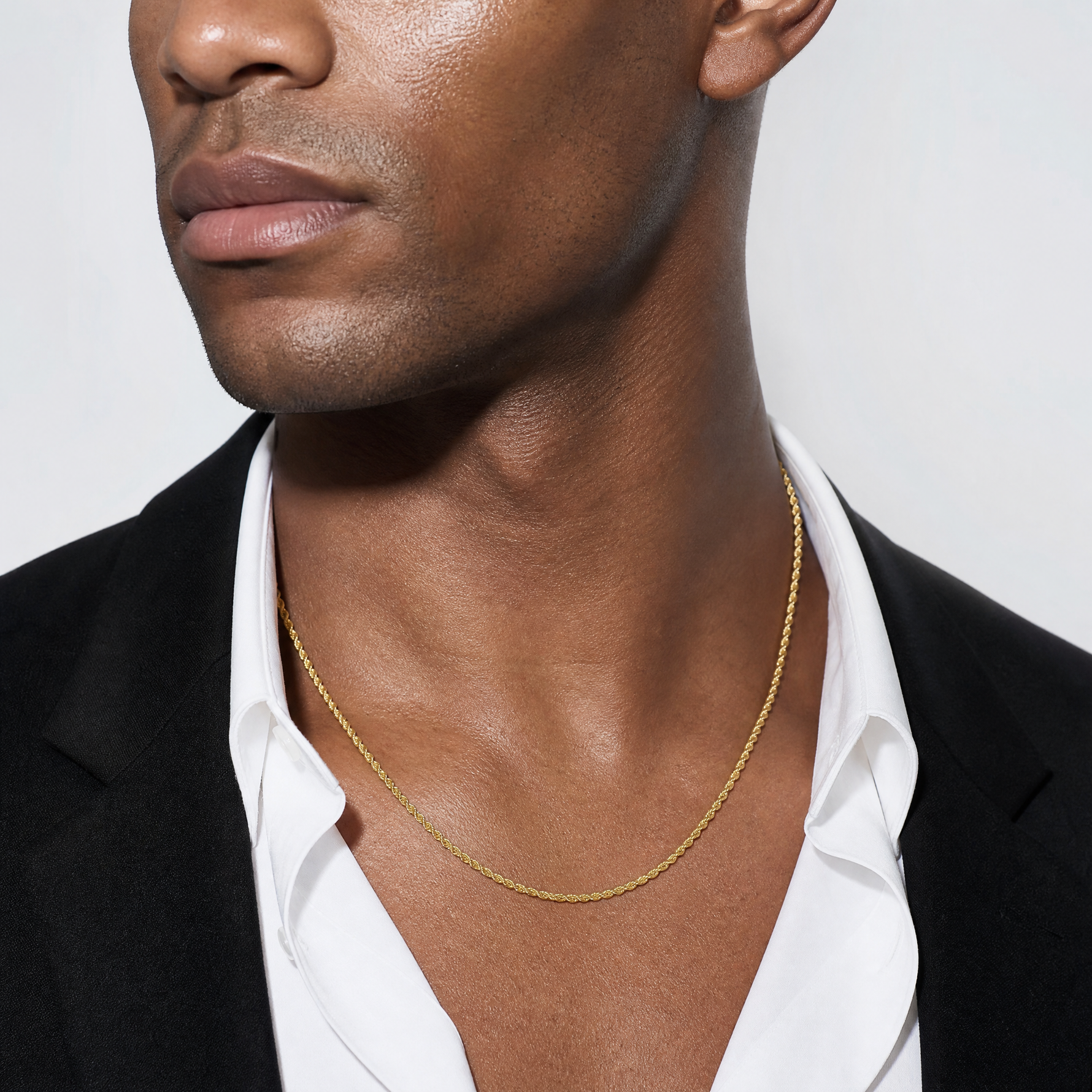 10k 1.5mm Solid Rope Chain - Model Shot