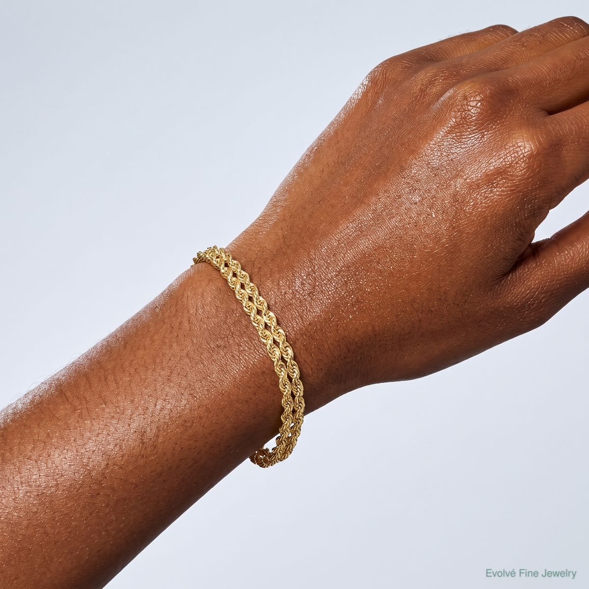 10k 3.0mm Wide Double Strand Rope Bracelet - Model Shot