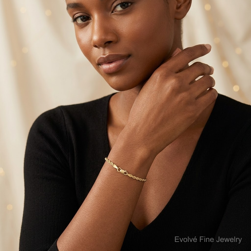 10k 1.75mm Diamond-cut Rope Chain - Model Shot
