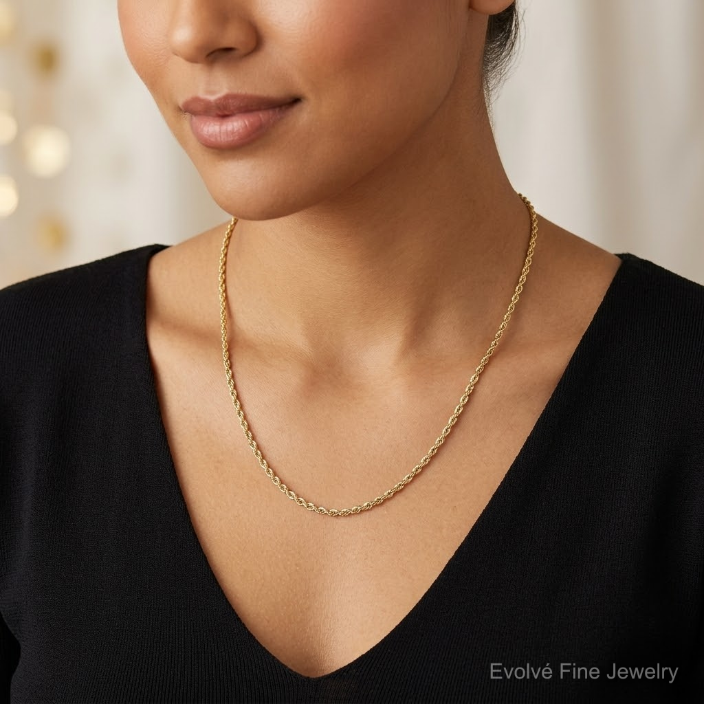 10k 2.25mm Diamond-cut Rope Chain - Model Shot