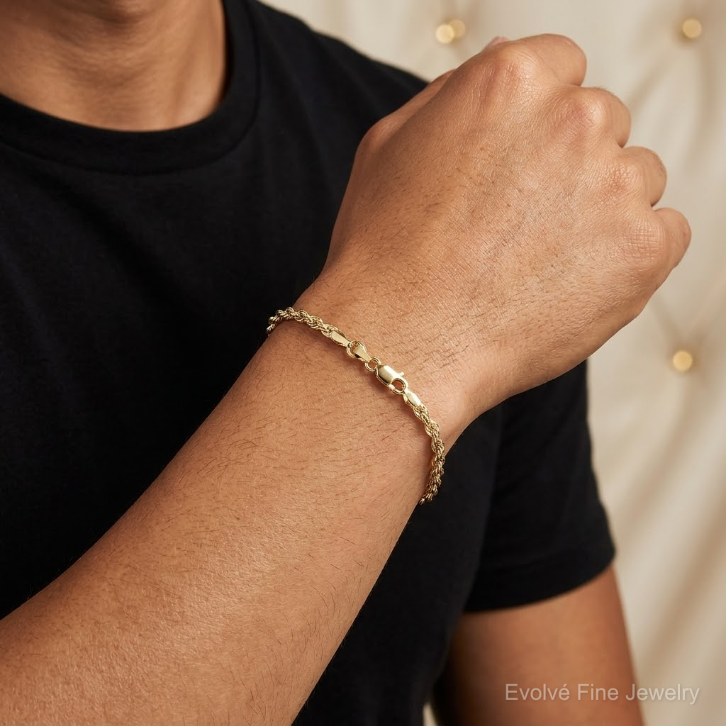 10k 3mm Diamond-cut Rope Chain - Model Shot